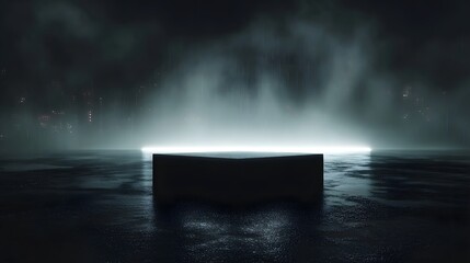 Wall Mural - Futuristic moody platform with dramatic lighting