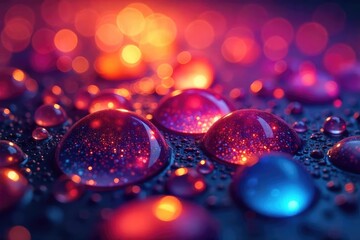 Wall Mural - Abstract close-up of vibrant, interconnected circles dripping with luminous paint, creating a dynamic, fluid pattern Perfect for design, art, and technology backgrounds , viscosity, round