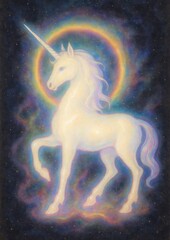 Wall Mural - ethereal unicorn amidst cosmic aura.