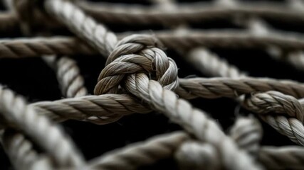Rope netting and nautical knots for background texture and creative composition