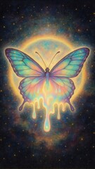 Wall Mural - ethereal butterfly cosmic glow mobile wallpaper