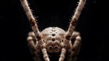 Close-Up of a Spider on a Dark Background with Detailed Features