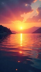 Wall Mural - Serene Sunrise Over Tranquil Ocean Peaceful Background for Meditation, Prayer, and Spiritual Reflection. Ideal for Websites, Social Media, and Print Projects.