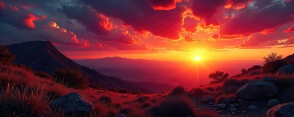 Wall Mural - Vibrant flames dance against a backdrop of a dramatic Mexican sunset, casting fiery hues across the landscape A mesmerizing display of color and energy , Oaxaca, vibrant