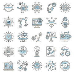 set of vector icons for web design AI theme