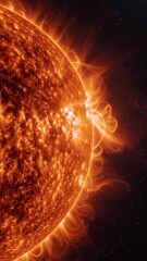 Wall Mural - vertical video powerful solar flares on the sun's surface