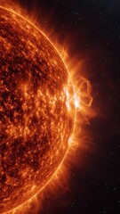 Wall Mural - vertical video powerful solar flares on the sun's surface