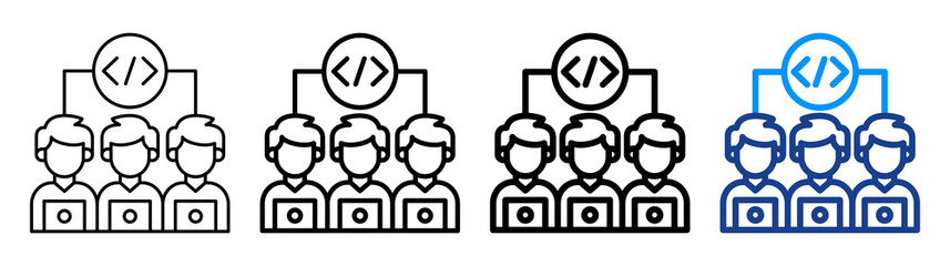 Developer Team Icon Different Style Outline Collection Set