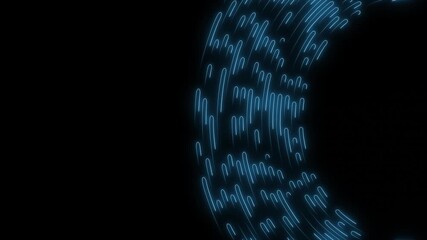 Wall Mural - A mesmerizing display of glowing blue neon lines in a circular shape, set against a stark black backdrop.