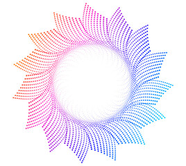 Wall Mural - design elements. wave of many purple lines circle ring with dots. abstract vertical wavy stripes on 