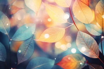 Wall Mural - leaf shaped pattern bokeh effect background light leaf backgrounds.