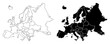 © cmmedia99 - Europe map isolated on white background.Europe  political map. Low detailed. Solid simple style.Europe map silhouette linear and black illustration. Black and white. Vector editable