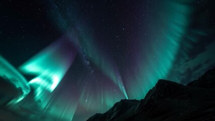 Wall Mural - Breathtaking Aurora Borealis Over Mountains