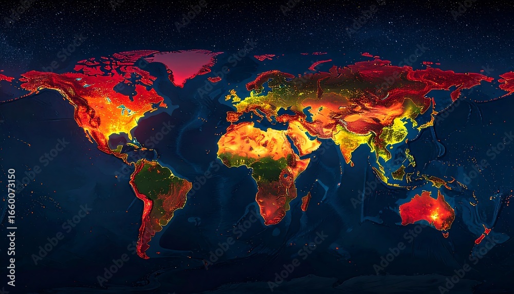Global energy consumption map, displaying energy use intensity across ...