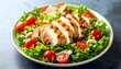 © D STOCK - Grilled chicken salad recipe healthy lunch idea fresh vegetable dish
