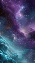 Wall Mural - Vertical video Vibrant Purple and Blue Nebula, perfect for science, astronomy, and fantasy themes. 