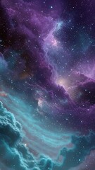 Wall Mural - Vertical video Vibrant Purple and Blue Nebula, perfect for science, astronomy, and fantasy themes. 