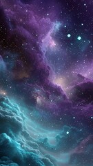 Wall Mural - Vertical video Vibrant Purple and Blue Nebula, perfect for science, astronomy, and fantasy themes. 