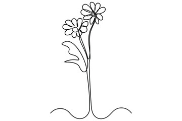 Wall Mural - continuous line vector drawing of botanical leaves one line contour illustration