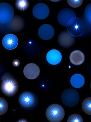 Wall Mural - abstract background with futuristic glowing blue circles, stars, and sparkling light effects transpa