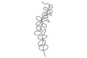 Wall Mural - continuous line vector drawing of botanical leaves one line contour illustration