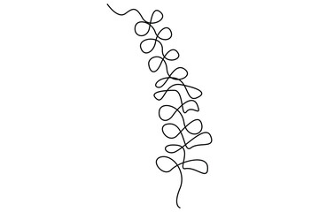 Wall Mural - continuous line vector drawing of botanical leaves one line contour illustration