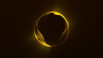 Wall Mural - Golden abstract orb radiating energy and light against a dark background.