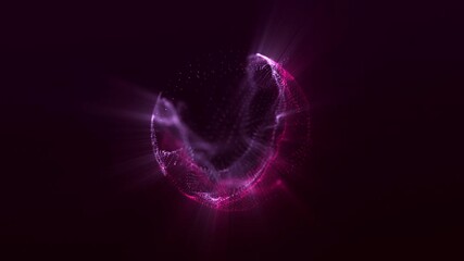 Wall Mural - This abstract image presents a glowing sphere of light with energy beams in a dark setting.