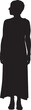© Curto - vector,silhouette front view adult woman standing dressed in long dress summer looking away