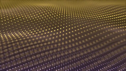 Wall Mural - A mesmerizing abstract scene of glowing dots forming a dynamic wave pattern on a dark backdrop.