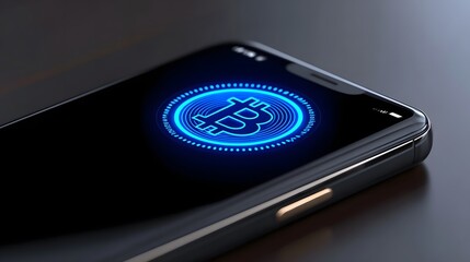 Wall Mural - glowing mobile app icon on smartphone screen