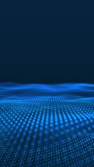 Wall Mural - Blue digital wave of interconnected data points, a representation of the technological future.