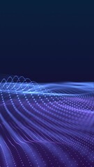 Wall Mural - A dynamic digital art piece showcasing abstract blue and purple wave formations for a futuristic feel.