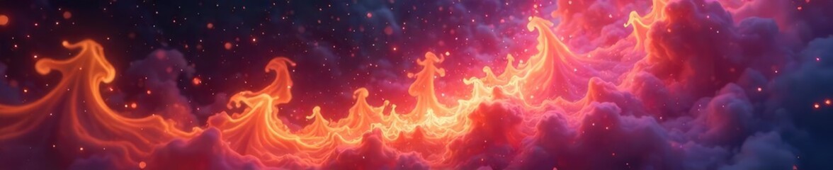 Wall Mural - Ethereal Flames Dance Mesmerizing Swirling Fire and Smoke, Vibrant Fantasy Spectacle