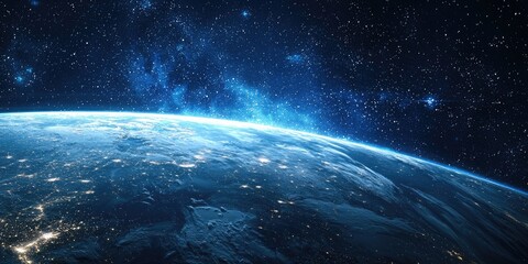 Wall Mural - a futuristic space interface with sleek design, real-time star tracking, and glowing holographic con