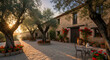 © Md kamal uddin - Beautiful rural house with olive trees in the garden at sunset light