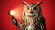 © Toqeer - Owl holding a flashlight with beam on isolated PNG with Transparent Background