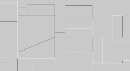 Minimalist architectural blueprint design featuring abstract line work on gray background