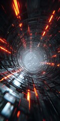 Canvas Print - futuristic tunnel with glowing lights creating a sense of speed and motion, perfect for science fict