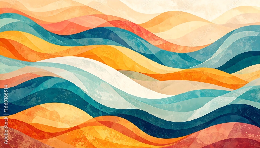 Abstract Waves with Warm Colors, and Design. Stock Photo | Adobe Stock