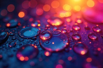 Wall Mural - Abstract close-up of vibrant, interconnected circles dripping with luminous paint, creating a dynamic, fluid pattern Perfect for design, art, and technology backgrounds , modern, texture, colorful