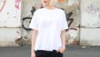 © Vinayaka 8889 - White t shirt blank on road side background