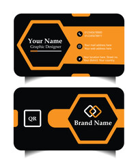 Modern black and orange hexagon business card design