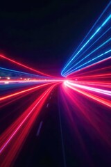 Wall Mural - Blurred motion trails of vibrant colors against a dark background, suggesting speed, energy, and dynamism Perfect for abstract, technology, or movement-related projects , colorful, background, wave