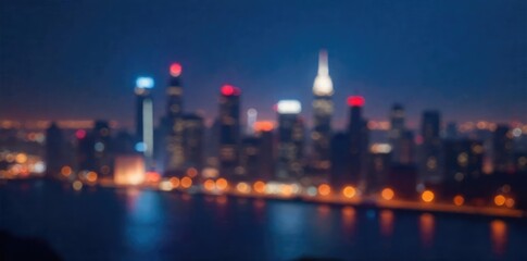Wall Mural - Dreamy Blurred City Skyline Night Background Atmospheric Cityscape Perfect for Website Banners, Presentations, and App Interfaces