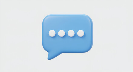 3D Rendering of a Blue Speech Bubble with Dots representing a loading message