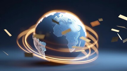 Wall Mural - 3d render of a globe with rings for cross-border tax visualization concept