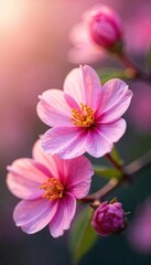 Wall Mural - Serene Blossoming Flowers Gently Swaying in a Soft Breeze Peaceful Nature Scene Perfect for Spa, Wellness, and Tranquility Themes