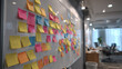 © Rassameekae - Colorful sticky notes whiteboard illustrate strategy initiative checkpoint for project planning