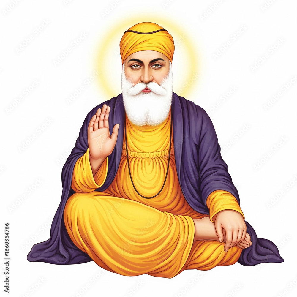 Ultra realistic full frame portrait of Guru Nanak Dev Ji Stock Photo ...